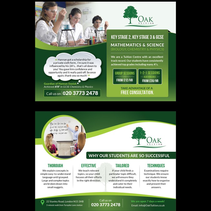 tuition / tutoring leaflet | Postcard, flyer or print contest