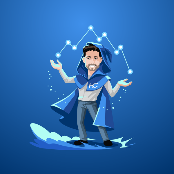Design by El-Za titled "Reporting / Visualization Wizard Mascot Design"