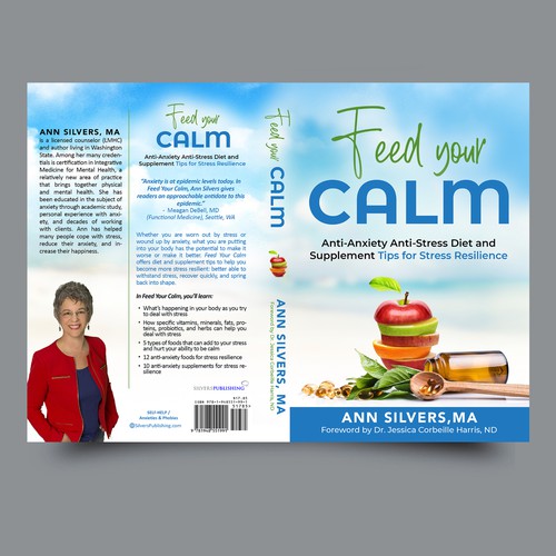 Captivating Yet Calm Book Cover for Stress Relief thru Nutrition Concept Design by Yna