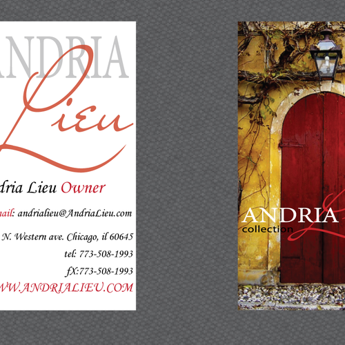 Create the next business card design for Andria Lieu Réalisé par Tully Designs