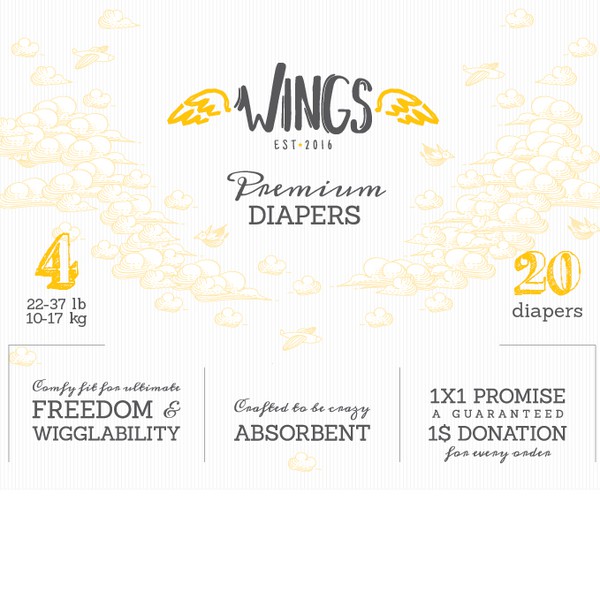 Package design for Wings diapers