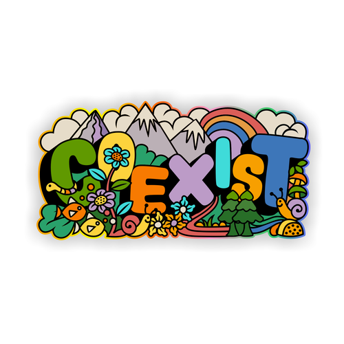 NEED FUN AND COLORFUL "COEXIST" STICKER ILLUSTRATED Design by Punisher!!!