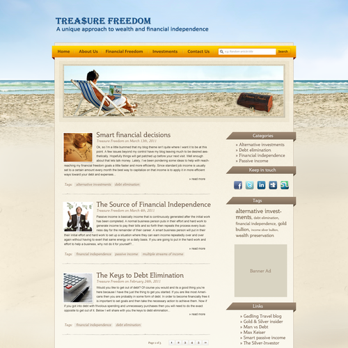Financial Freedom Wordpress Blog Theme (Web 2.0) Réalisé par Hitron_eJump