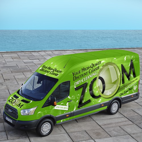 Zoom Dry Cleaning van wrap for eco-friendly one-price cleaner Design by J.Chaushev