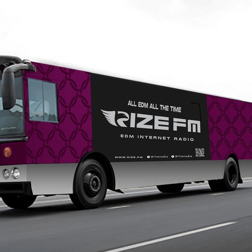 Create a bus wrap for EDM radio station that will be seen by