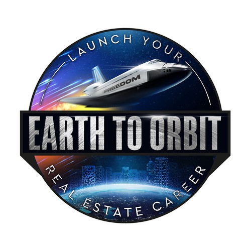 Realistic Logo for "Earth to Orbit" Sales Course. Achieve financial freedom through real estate. Design by GIRA.