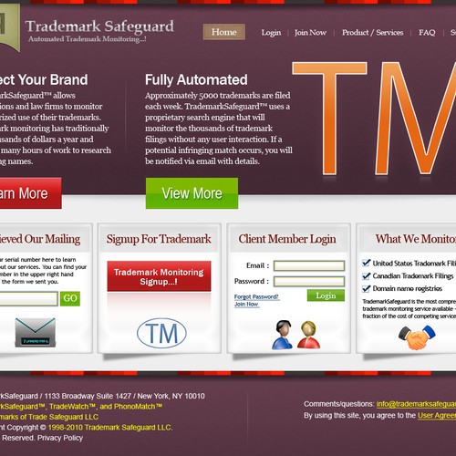 website design for Trademark Safeguard Design por FH_FH