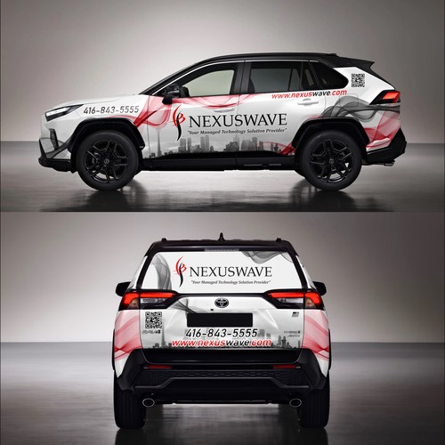 futuristic technology vehicle wrap for IT solutions company. Design by dnite