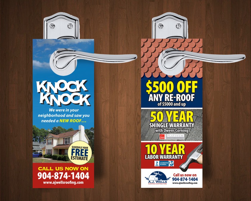 Door Hanger Design for A Roofing Company Postcard, flyer or print contest