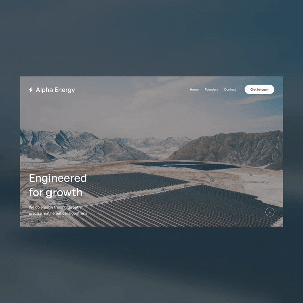 Pre-loader and animation for an energy trading company