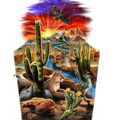 desert landscape tattoo symbolizing spiritual journey Design by Tattoodream