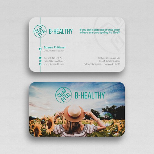 Create a businesscard for a healthy lifestyle that inspire people to go the same way Design by Upwork