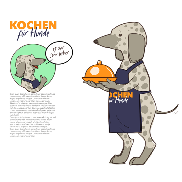 Design by RXF titled "A caring mascot doggie for a dog food service and website."
