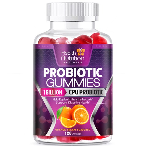 Healthy Probiotic Gummies Label needed for Health Nutrition Design by agooshe