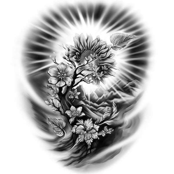 Flower Sleeve Tattoo Design