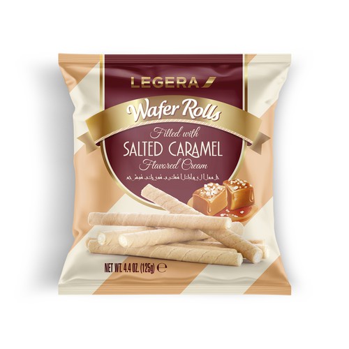 LEGERA Wafer Rolls Pack 125 gm - Salted Caramel Design by Gustavo RV