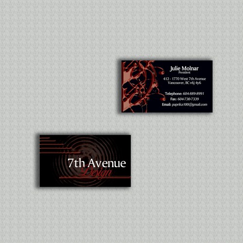 Design di Quick & Easy Business Card For Seventh Avenue Design di Techneer