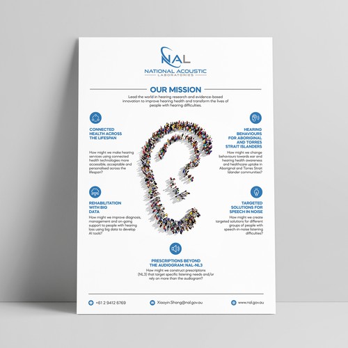 Create an engaging poster for a world-leading hearing research and innovation institution! Design by Shreya007⭐