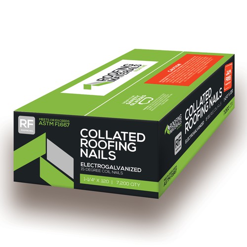 Completely new product package design for nails in the roofing industry. Design by intanamir