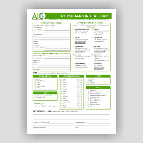 Advanced Imaging Centers Order Form and infographic Design von ian-