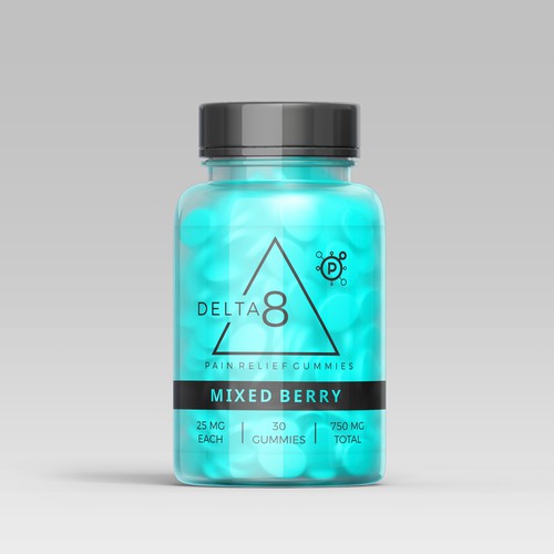 Pill Bottle Design for Delta 8 Pain Relief Gummies Design by Paresh Jadhav