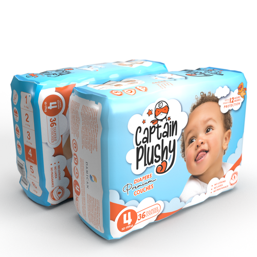 Packaging for playful baby diapers brand Design by Sandra Milan