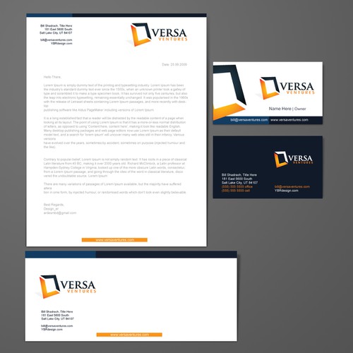 Versa Ventures business identity materials Design by Ardesup