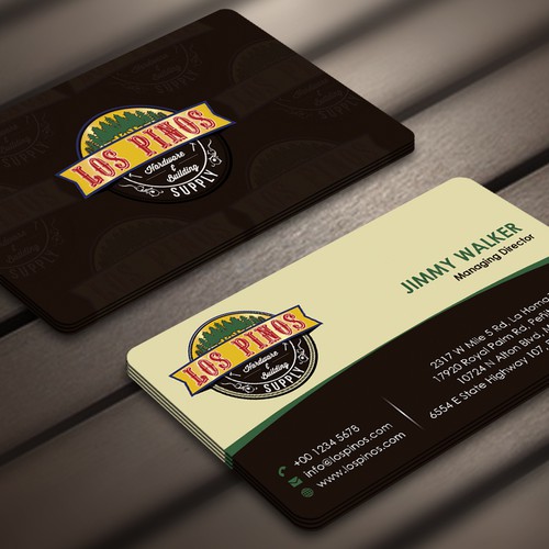 Los Pinos Hardware & Building Supply Business Card Contest! Design by Nerys Design™