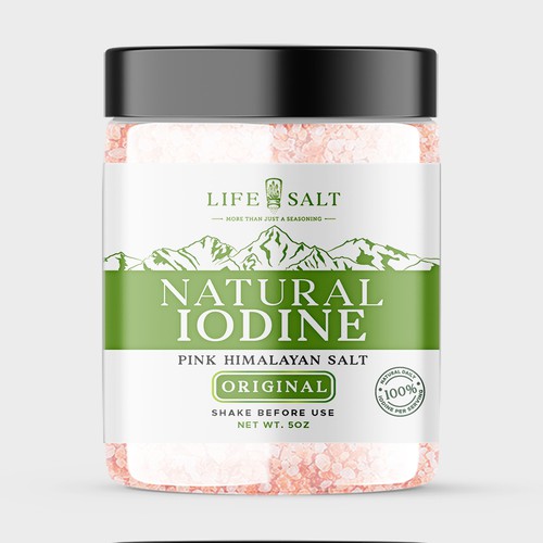 Label for Natural Iodine Pink Himalayan Salt that is fused with Seaweed Design by Design_byMe