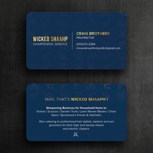 Business card design that highlights my sharpening service and my Boston accent inspired slogan Design von Felix SH