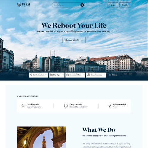 Design a global website connecting beautiful towns and people who could have want to live there. Design by unbox.style⚡️