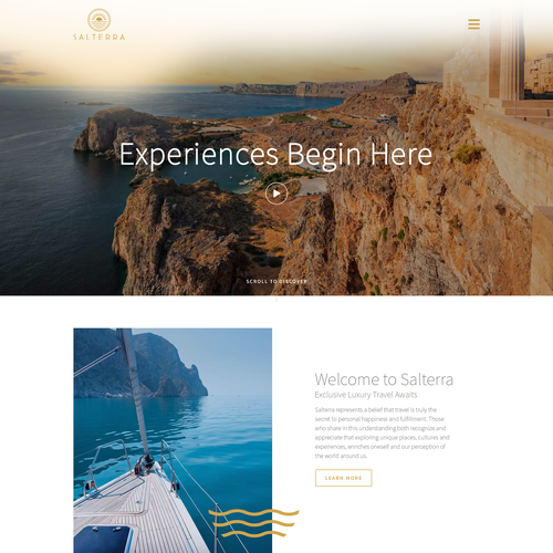 Create a beautiful dreamlike landing page for a luxury travel experience. Design by Web Hub