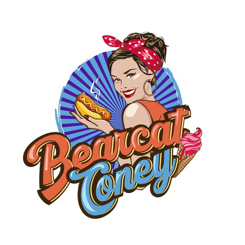G-Rated Cartoon PinUp Girl girl logo for Retro Coney Hotdog restaurant Design by nindadian