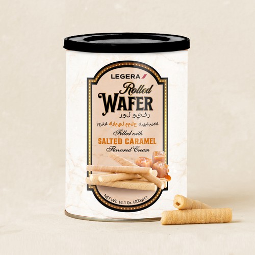 LEGERA Wafer Rolls Pack 125 gm - Salted Caramel Design by Davi Giolo ★