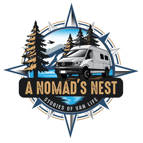Van Life - logo about traveling in a van full time Design by Night Hawk