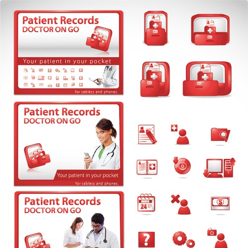 Need user friendly icon or button set for innovative Android App for Phones and Tablets : Patient Records Doctor on Go Design by manuk
