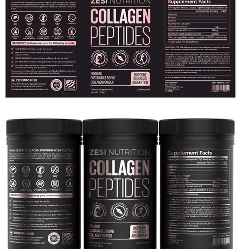 Design an attention grabbing, modern label for our collagen supplement Diseño de Imee008