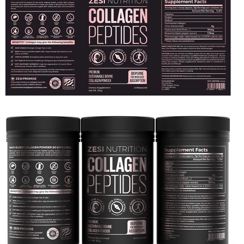 Design an attention grabbing, modern label for our collagen supplement Design by Imee008