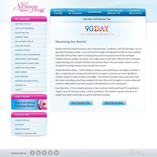 Create the next website design for Skinny Fiber 90 Day Weight Loss Challenge Réalisé par grafixd