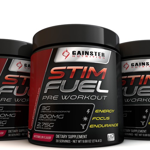 Creating a pre-workout label for a new supplement product called STIMFUEL Design by natalino