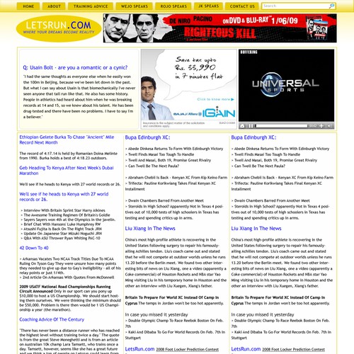 LetsRun.com Homepage Re-Design/Cleanup Diseño de dinahao