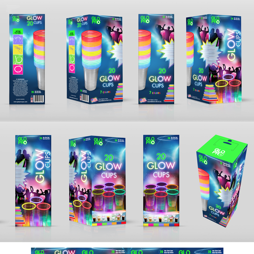 Glo Pro Glow Cups, 7 Colors - 20 cups