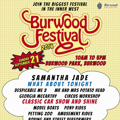 Burwood Festival SuperHero Promo Poster Ontwerp door AlinaAv