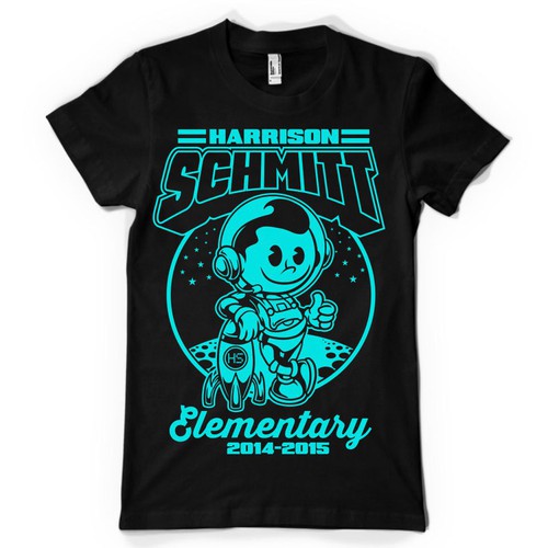 Create an elementary school t-shirt design that includes an astronaut Design by ABP78