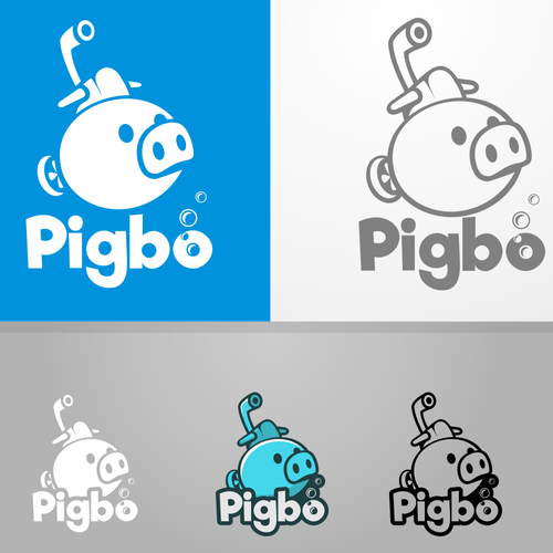 Design funny & minimal logo for 'pigbo' game studio with pig and sub-marine Réalisé par de-ek 06