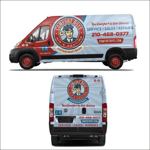 Comfort Boys Service Company New Retro Van Wrap Design Design by dnite