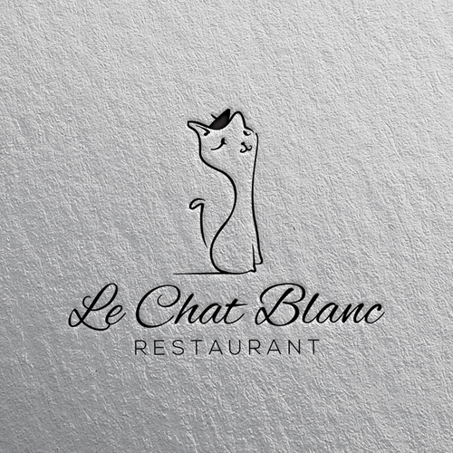 Restaurant Le Chat Blanc Logo Hosted Website Contest 99designs