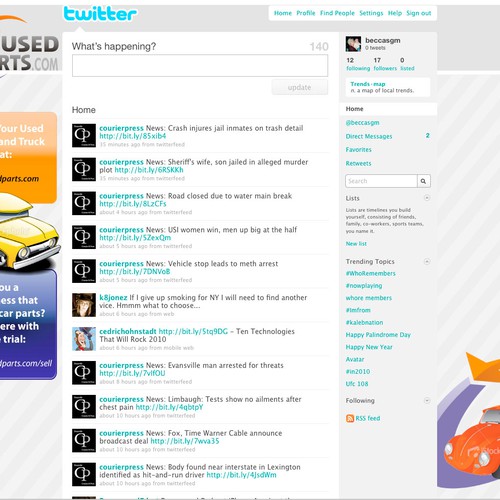 eye-catching and crisp twitter background for getusedparts.com Design by becca matthews