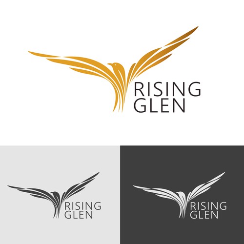 Rising Glen - bird rising from a valley logo - visionary artists welcome! Diseño de Maya_K