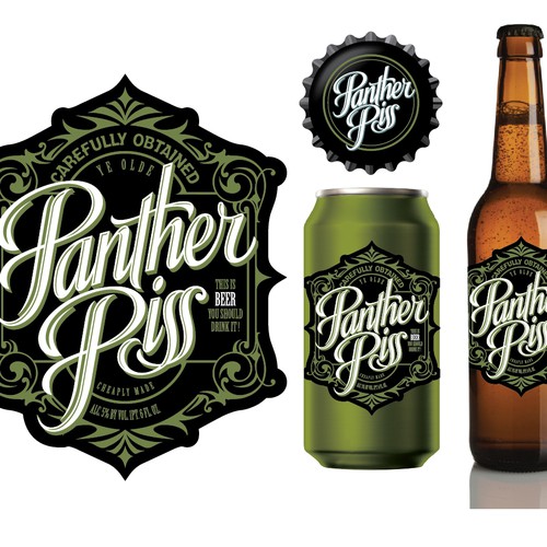 "Panther Piss" BEER Label - GuaranteedWinner - Blind, not private.   Get Pissed!   Design by gcsgcs